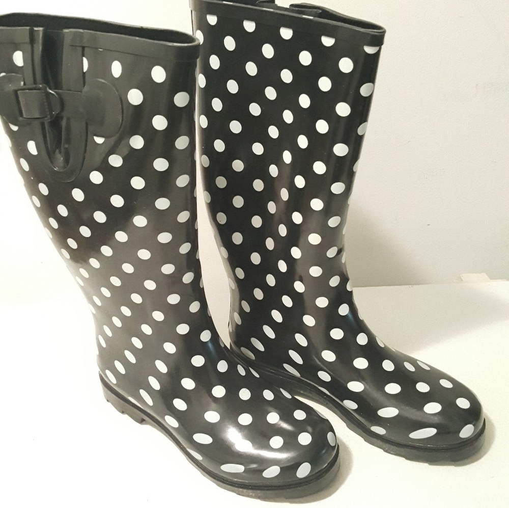 Black and White polka dot Boots